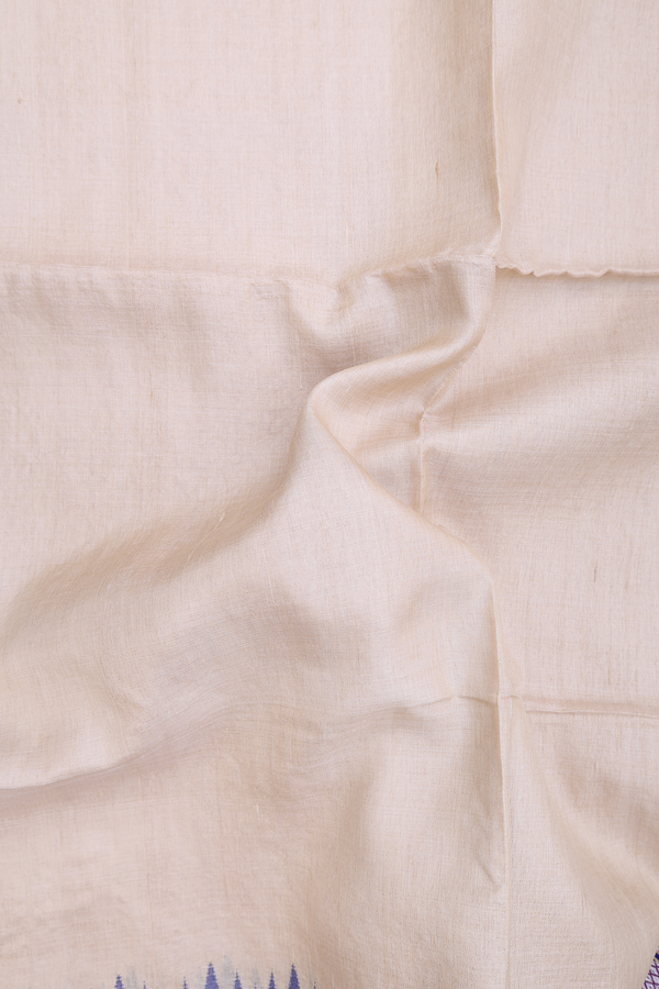 Tussar Silk Saree In Beige With Contrast Border