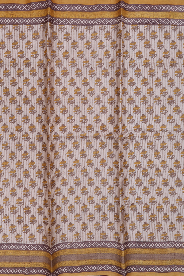 Tussar Silk Saree In Beige With Floral Design