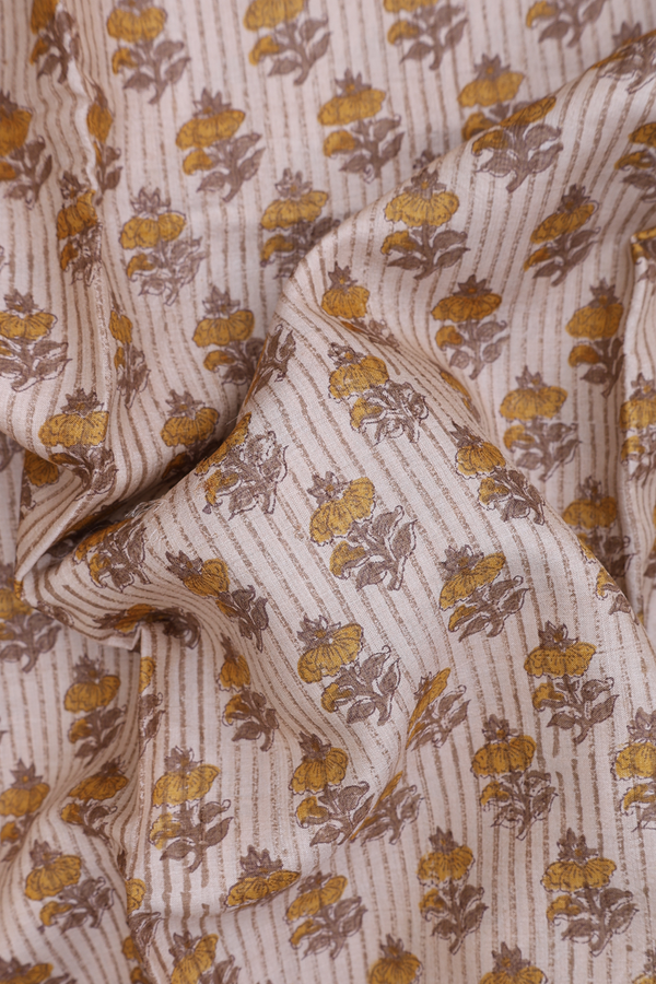 Tussar Silk Saree In Beige With Floral Design