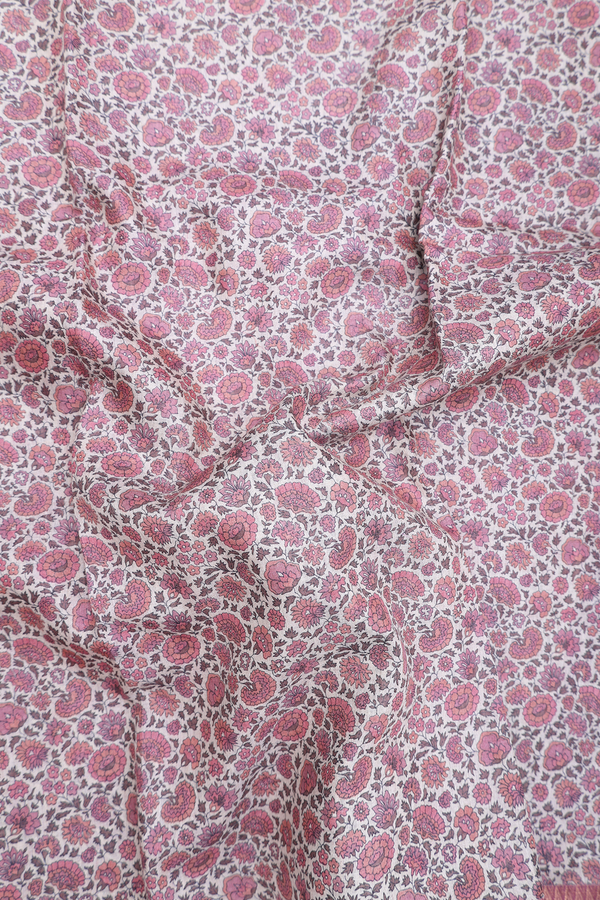 Tussar Silk Saree In White With Floral Design