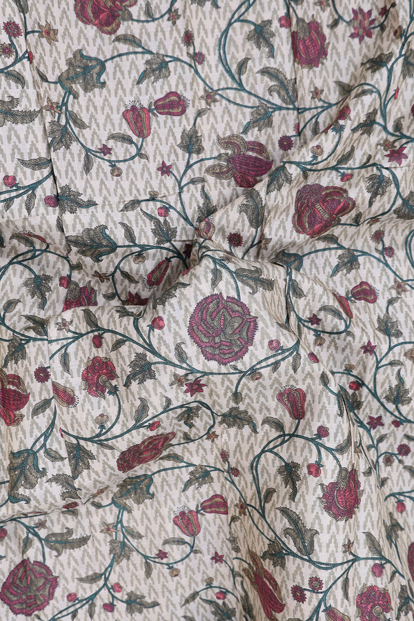 Tussar Silk Saree In Beige With Floral Design