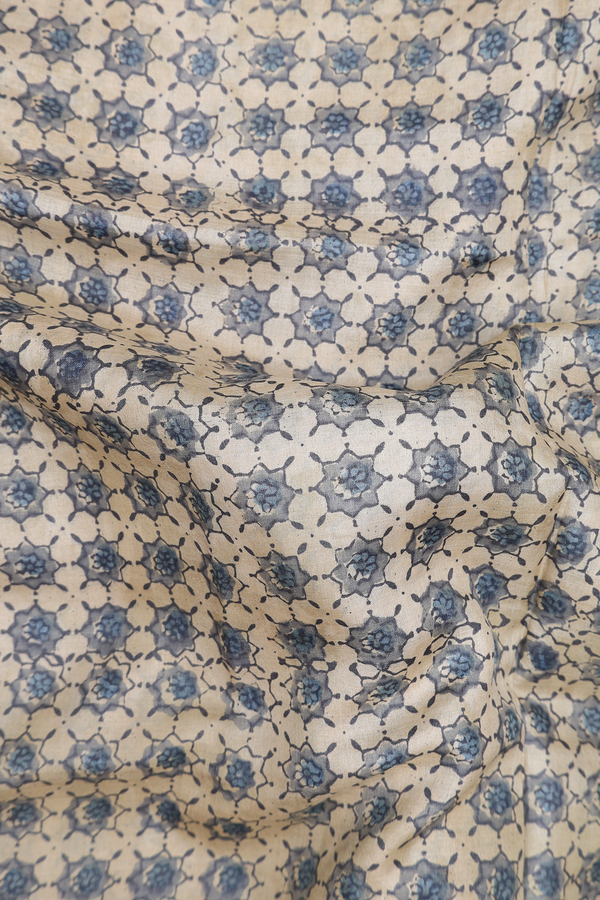 Tussar Silk Saree In Beige With Floral Design
