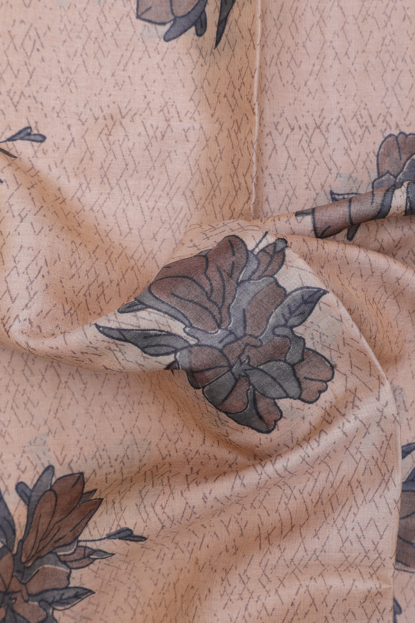 Tussar Silk Saree In Beige With Floral Design