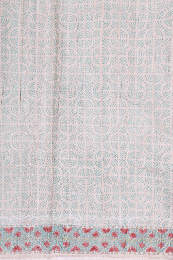 Tussar Silk Saree In Beige With Floral Printed Design