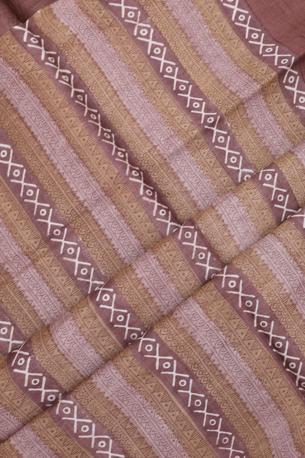 Tussar Silk Saree In Beige With Floral Printed Design