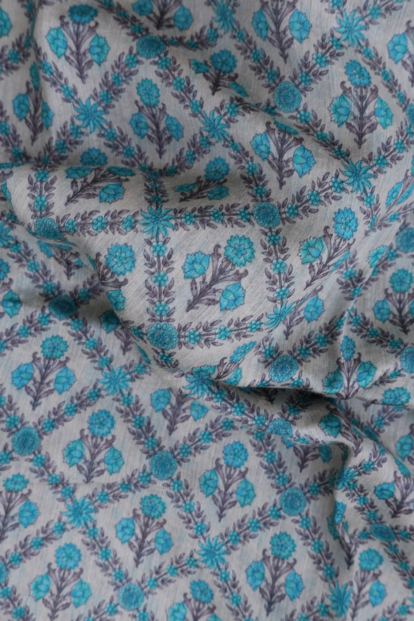 Tussar Silk Saree In Beige With Floral Printed Design