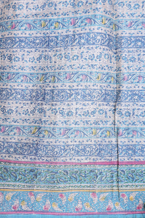 Tussar Silk Saree In Beige With Paisley Design