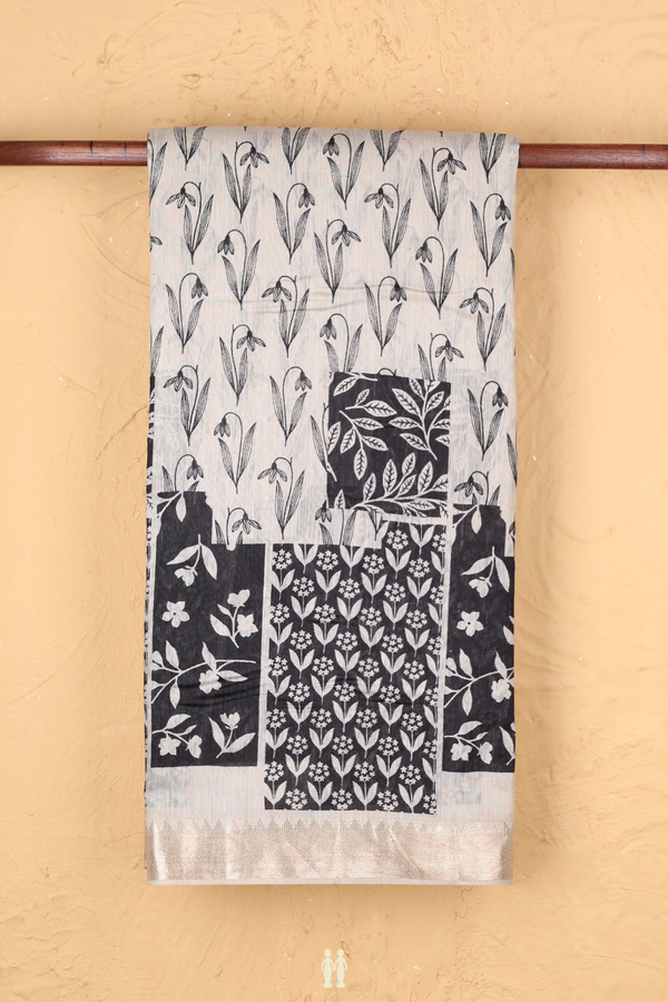 Tussar Silk Saree In Beige With Printed Design