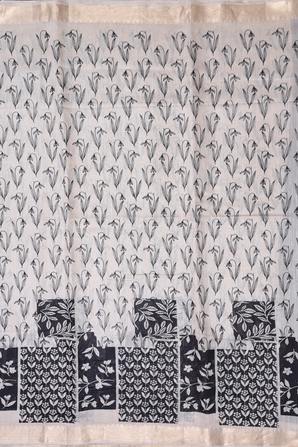 Tussar Silk Saree In Beige With Printed Design