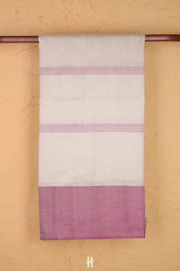 Tussar Silk Saree In Beige With Stripes Design