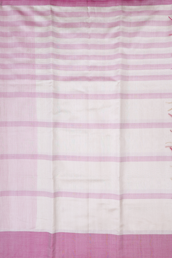 Tussar Silk Saree In Beige With Stripes Design