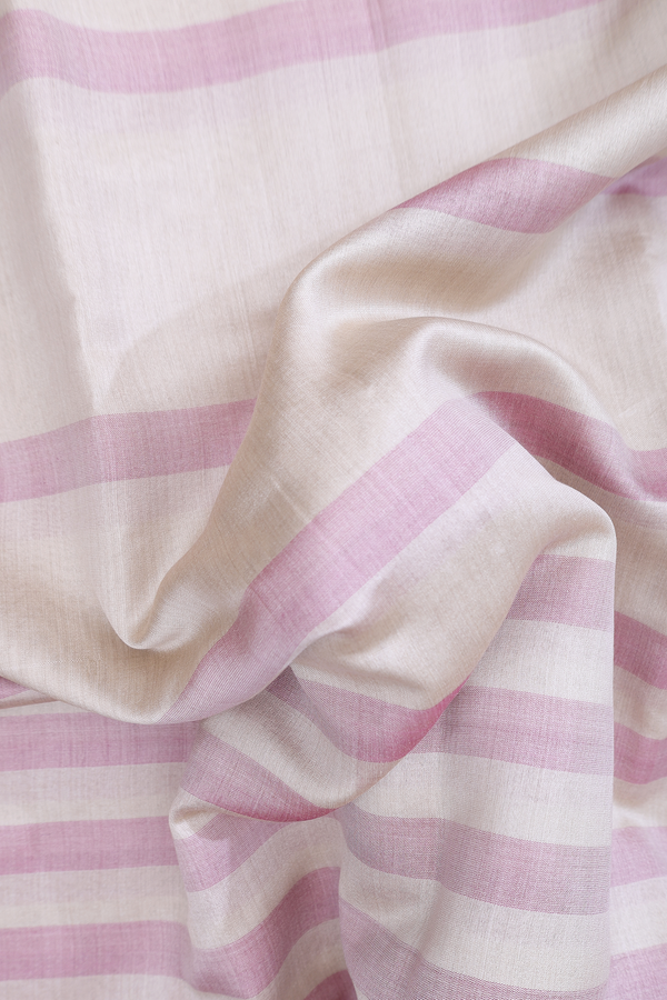 Tussar Silk Saree In Beige With Stripes Design