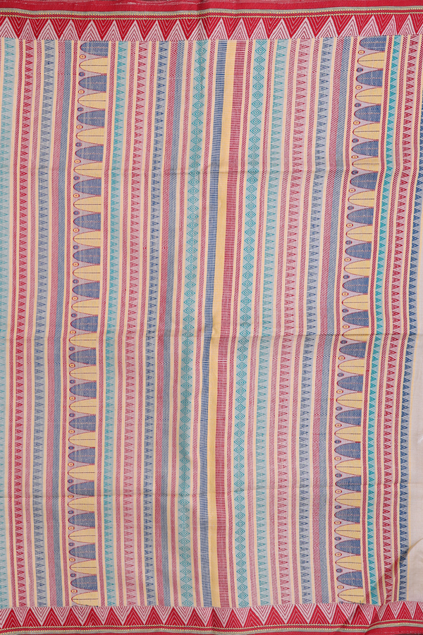 Tussar Silk Saree In Cream Color With Threadwork Buttis