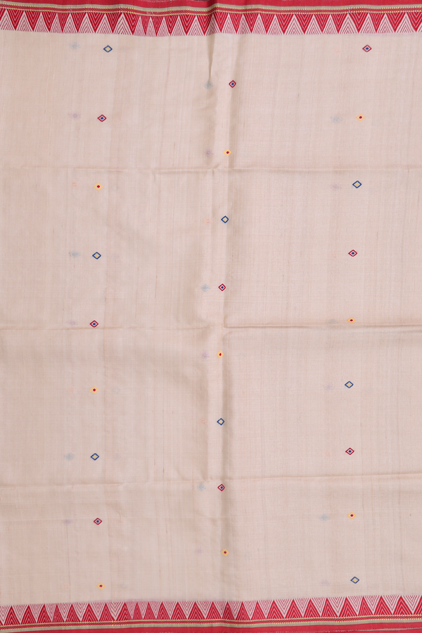 Tussar Silk Saree In Cream Color With Threadwork Buttis