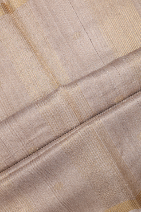 Tussar Silk Saree In Beige With Zari Buttas