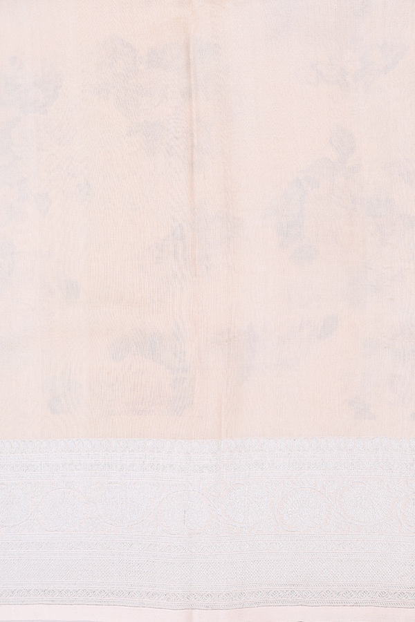 Tussar Silk Saree In Beige With Zari Buttas