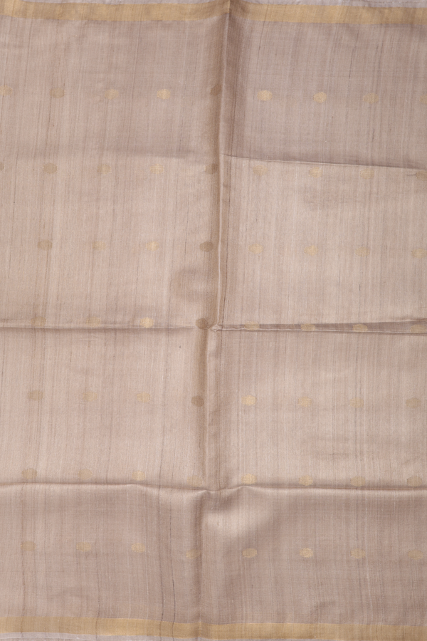 Tussar Silk Saree In Beige With Zari Buttas