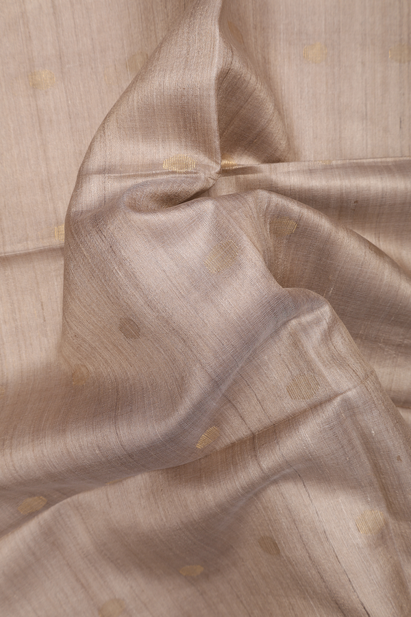 Tussar Silk Saree In Beige With Zari Buttas