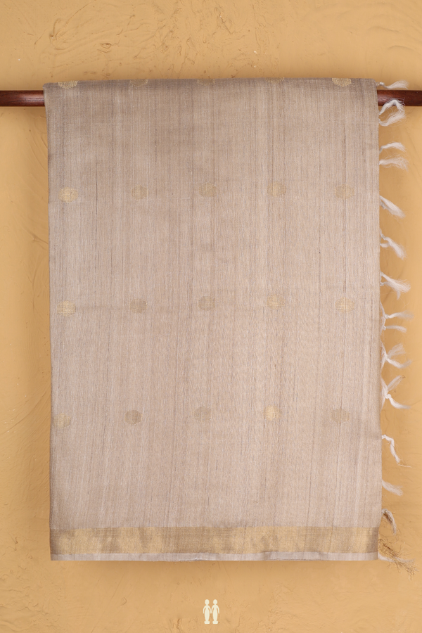 Tussar Silk Saree In Beige With Zari Buttas