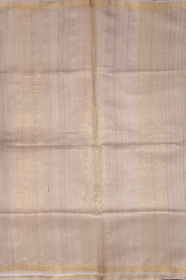Tussar Silk Saree In Beige With Zari Buttas