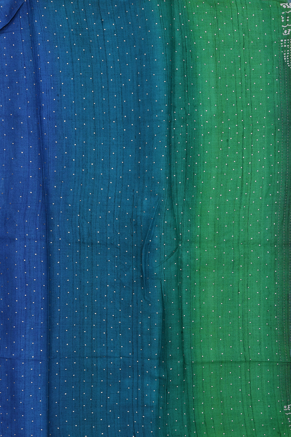 Tussar Silk Saree In Berry Blue With Stripes Design