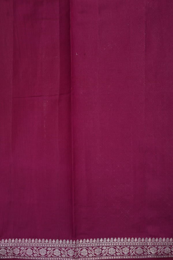 Tussar Silk Saree In Berry Purple With Floral Thread Motifs