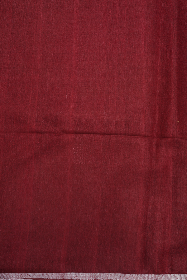 Tussar Silk Saree In Berry Red With Threadwork Buttas