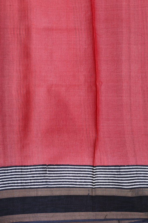 Tussar Silk Saree In Black And White With Printed Design