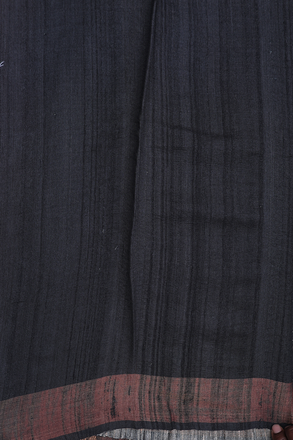 Tussar Silk Saree In Black With Allover Design