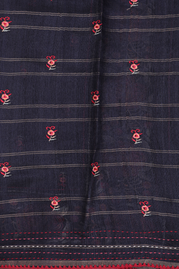 Tussar Silk Saree In Black With Checks Design