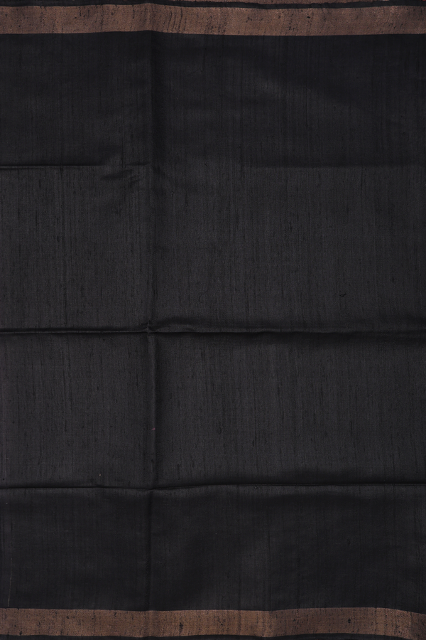 Tussar Silk Saree In Black With Madhubani Pallu