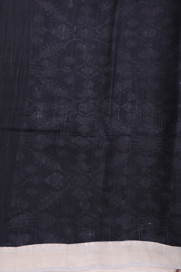 Tussar Silk Saree In Black With Printed Design