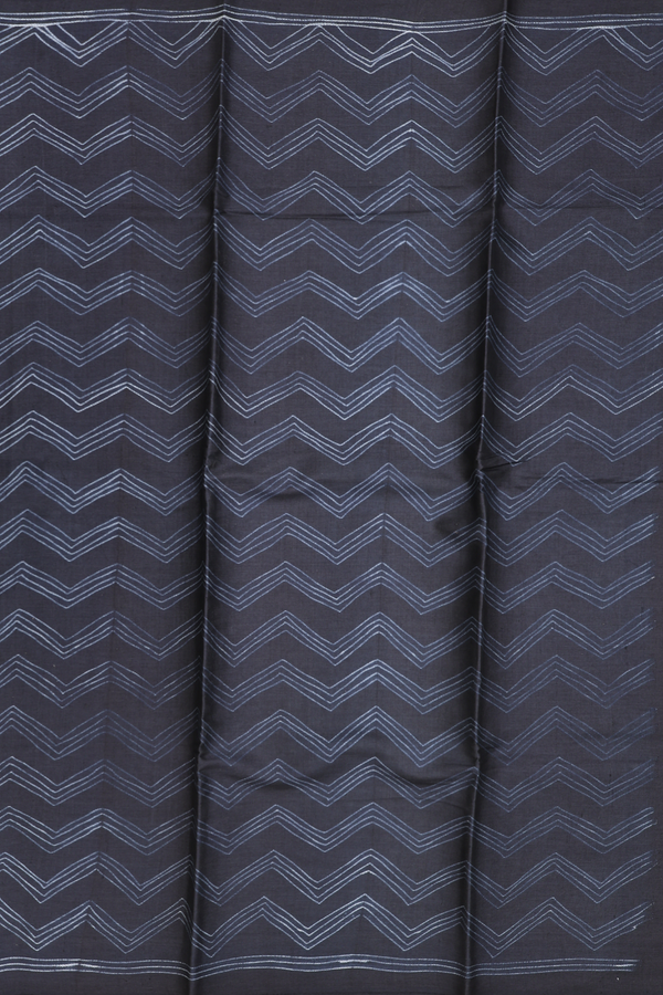 Tussar Silk Saree In Black With Shibori Design