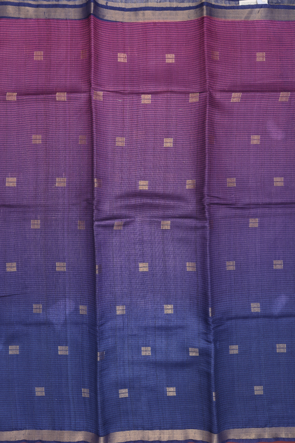 Tussar Silk Saree In Blue And Purple With Zari Buttas