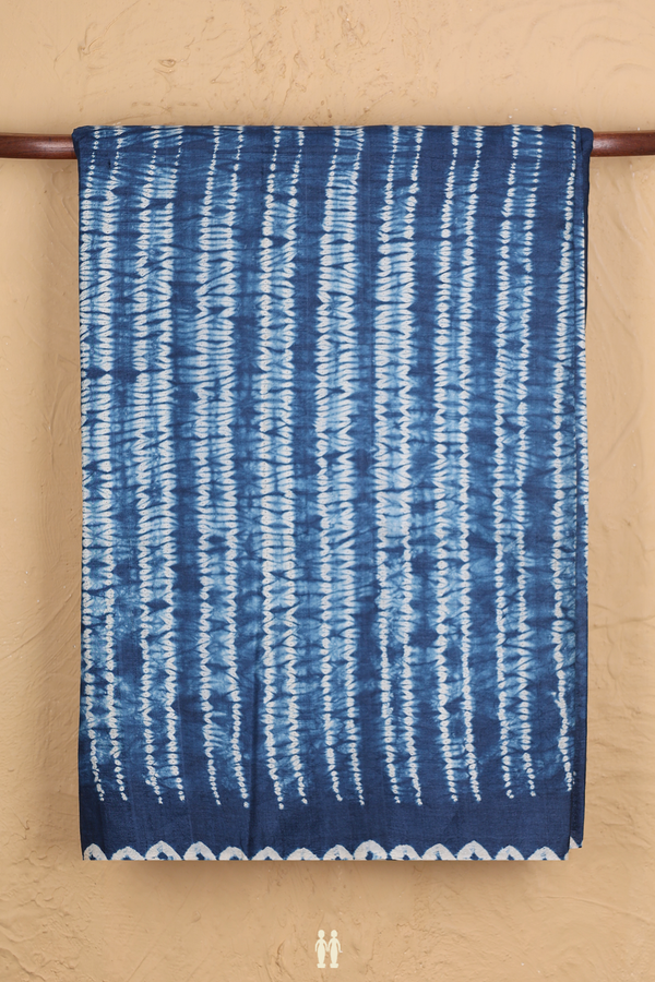 Tussar Silk Saree In Blue And White With Printed Design