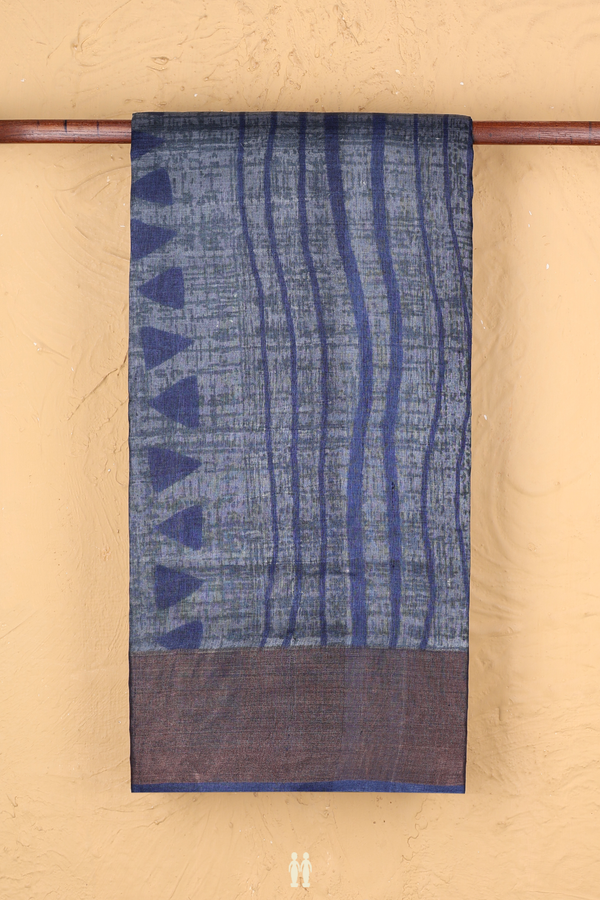Tussar Silk Saree In Blue With Allover Design