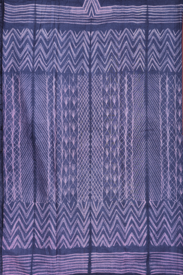 Tussar Silk Saree In Blue With Allover Design