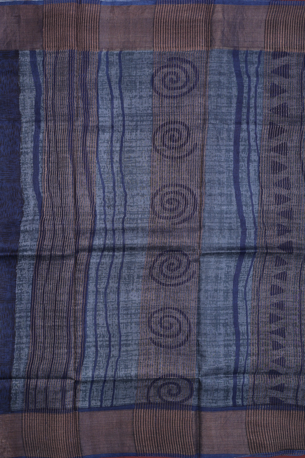 Tussar Silk Saree In Blue With Allover Design