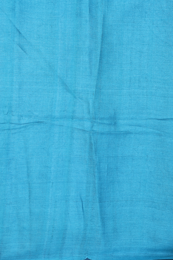 Tussar Silk Saree In Blue With Chevron Printed Design