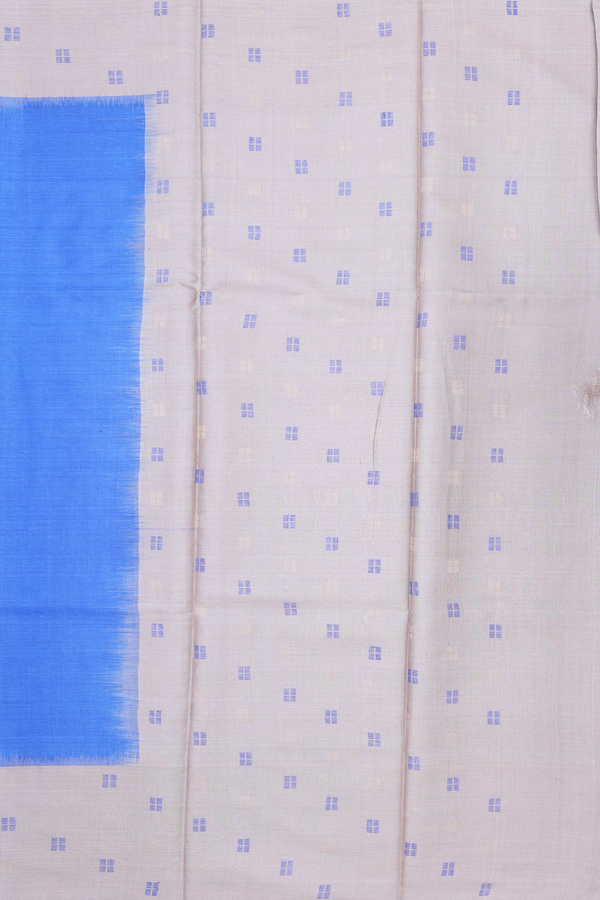 Tussar Silk Saree In Blue With Contrast Border