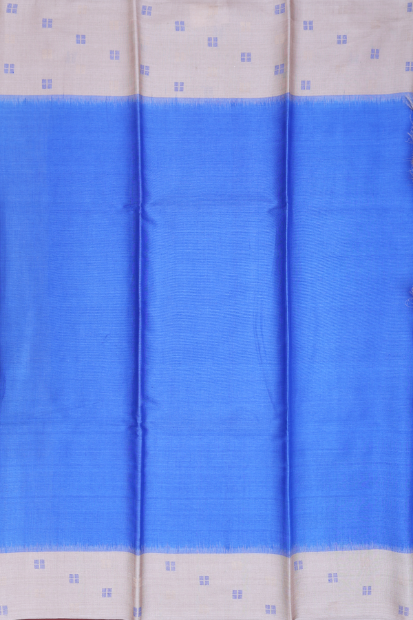Tussar Silk Saree In Blue With Contrast Border