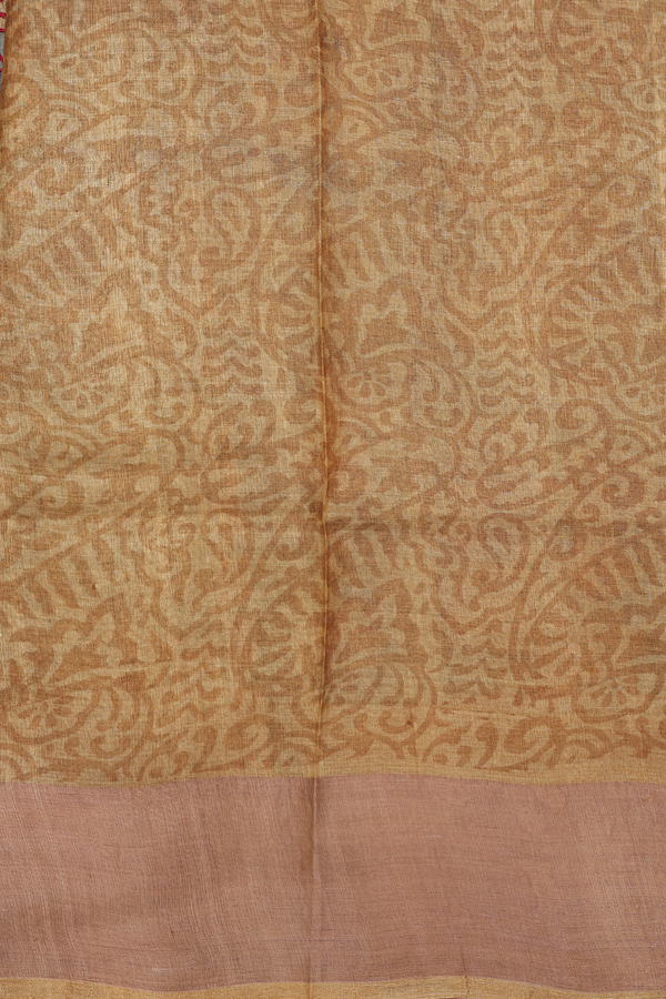 Tussar Silk Saree In Blue With Floral Embroidered Design