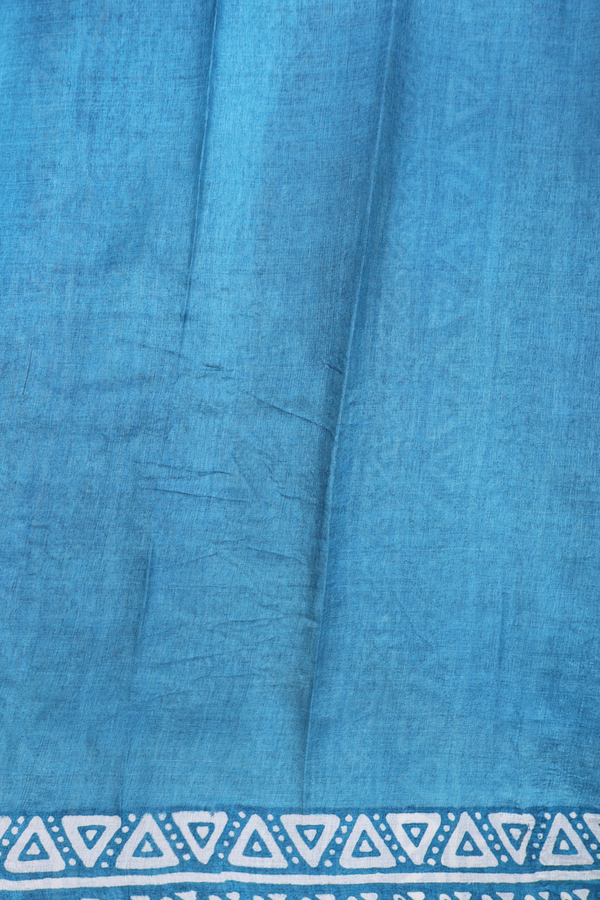Tussar Silk Saree In Blue With Half And Half Design