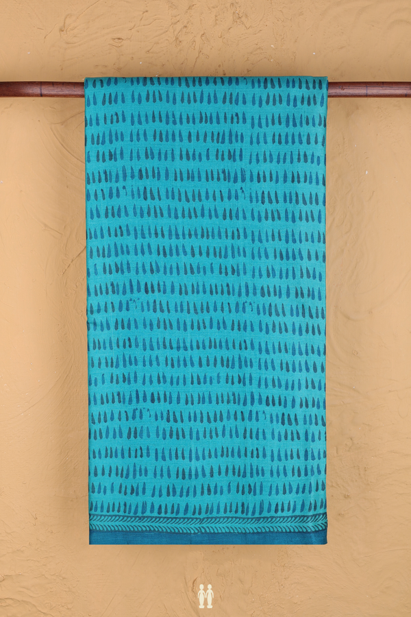 Tussar Silk Saree In Blue With Printed Buttis