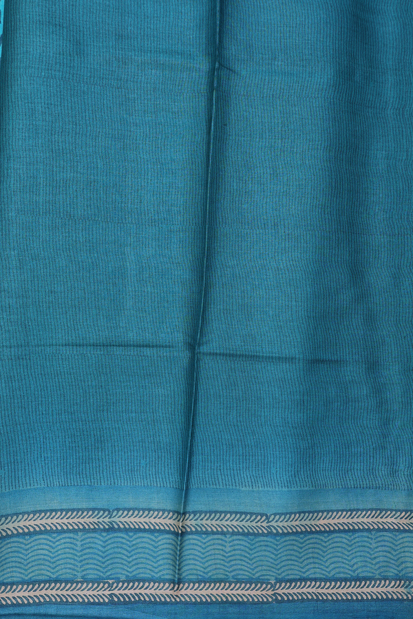 Tussar Silk Saree In Blue With Printed Buttis