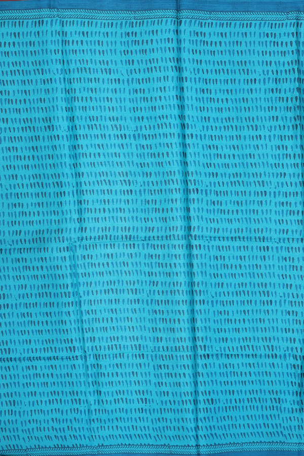 Tussar Silk Saree In Blue With Printed Buttis