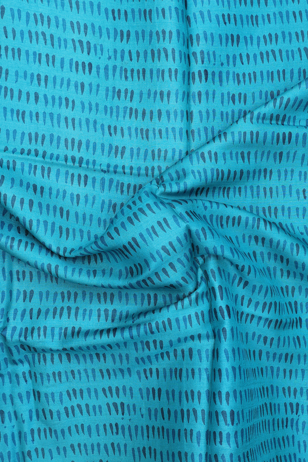 Tussar Silk Saree In Blue With Printed Buttis