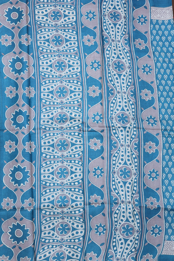 Tussar Silk Saree In Blue With Printed Design
