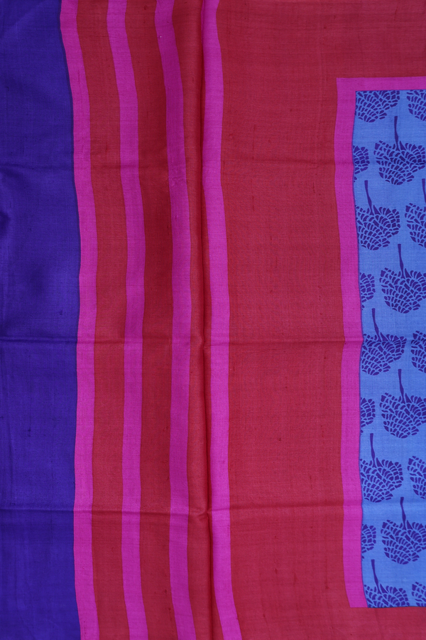 Tussar Silk Saree In Blue With Printed Design