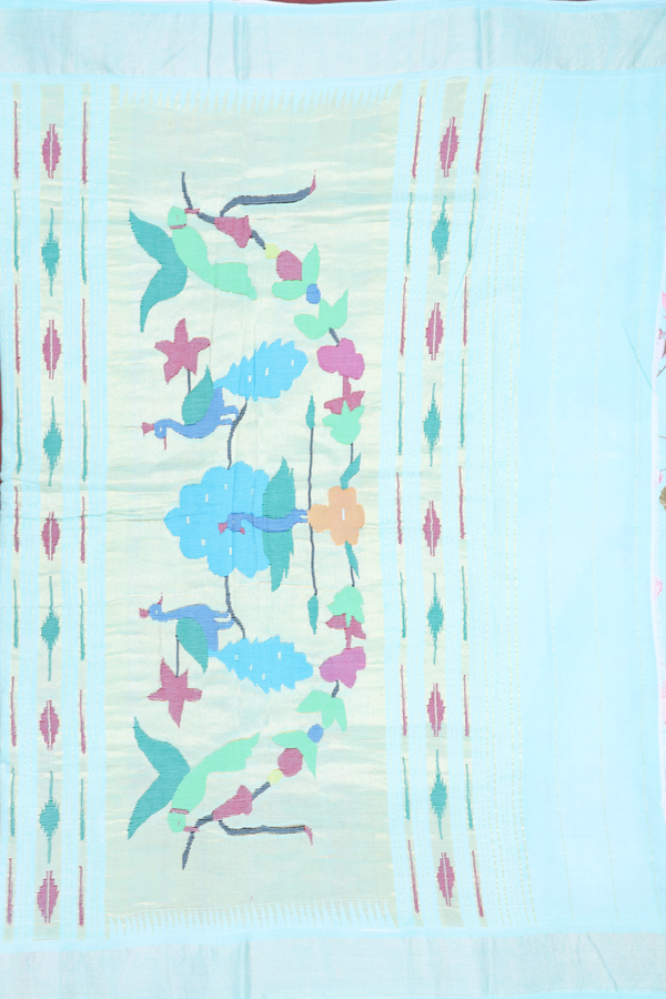 Tussar Silk Saree In Blue With Printed Design